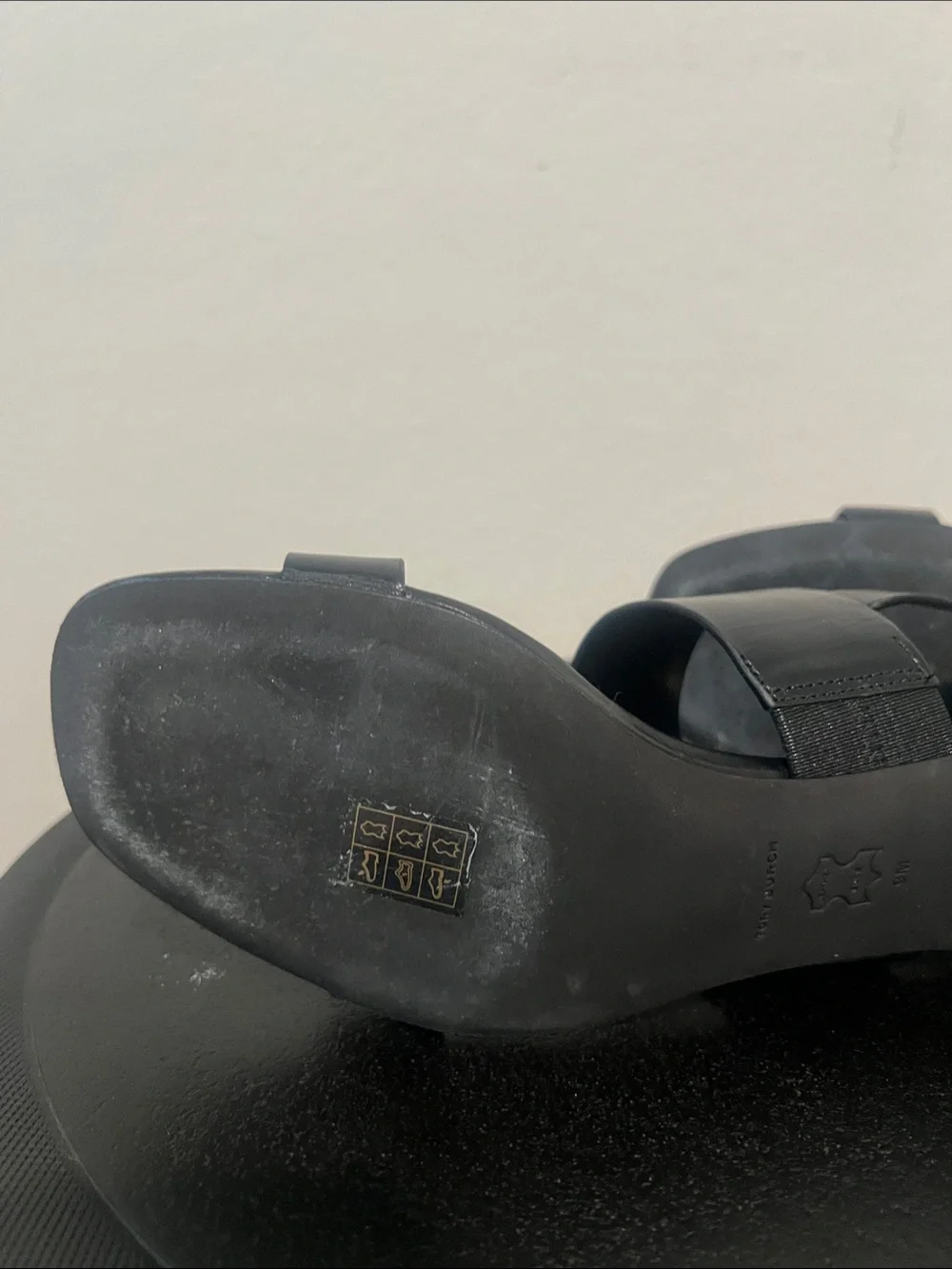 Tory Burch Double T Heel Sandals Black Leather 50mm Block Heel Size 9